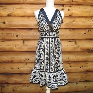 Black White Hawaiian Print Dress